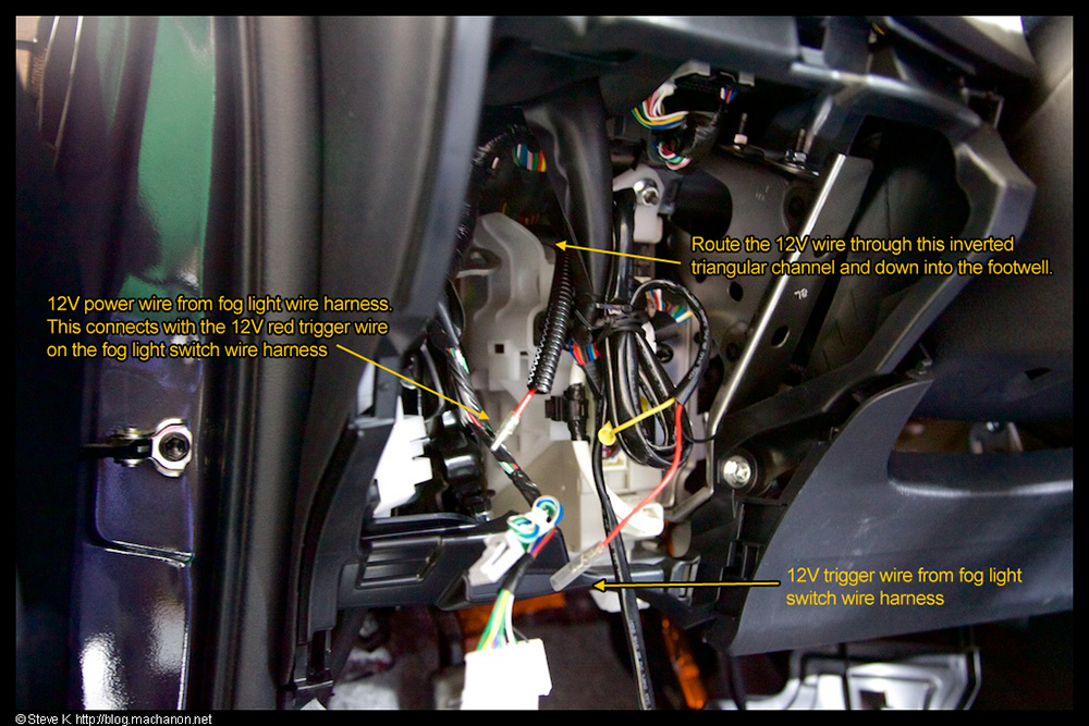 Route the 12v wire through the instrument panel junction box