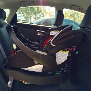 RECARO Performance Coupe infant seat installed in a 3rd gen 2012 Prius Four lift back.
