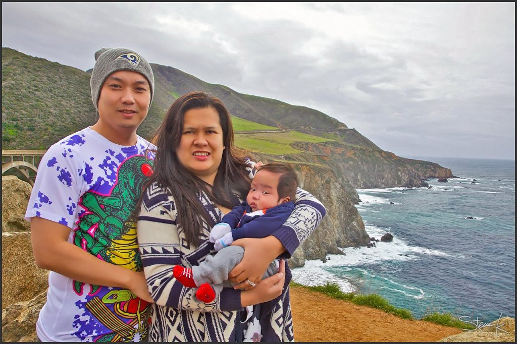 Family photo by the Bixby Bridge at the outskirts of Carmel-by-the-Sea.