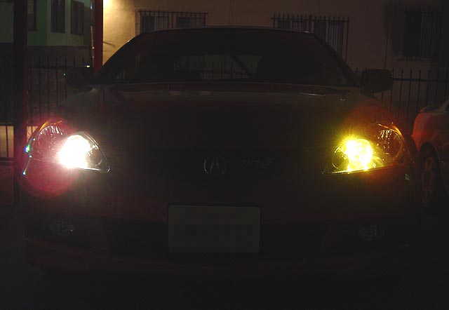PIAA Plasma Ion yellow bulbs in a 2005 Acura RSX Type S