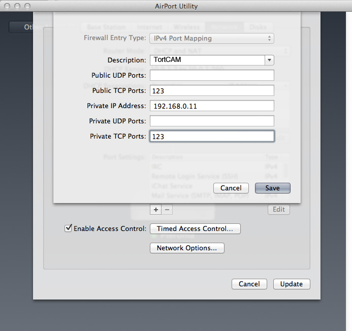 Port forwarding your IP Camera on an Apple AirPort device
