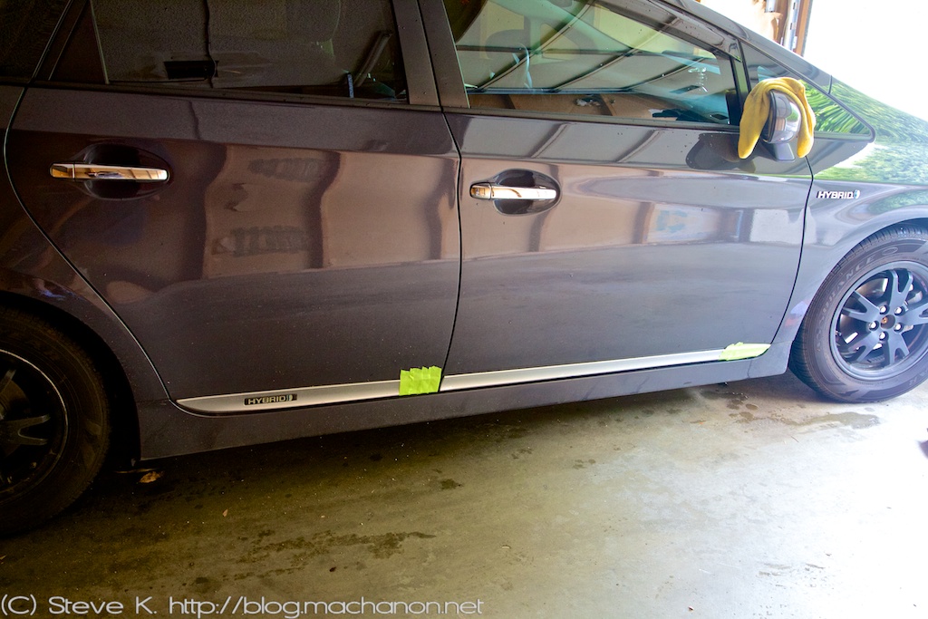 Apply masking tape on bottom of door to prevent scratches