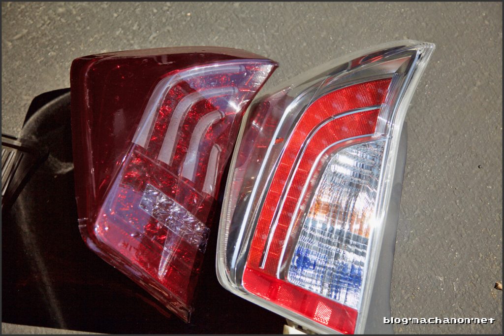 Comparison of Valenti LED aftermarket tail lamp with 2012-2015 OEM Prius tail lamp